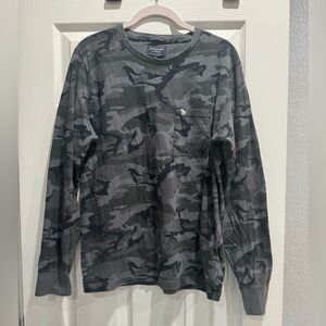 Abercrombie & Fitch men’s long sleeve icon tee in black gray camo.